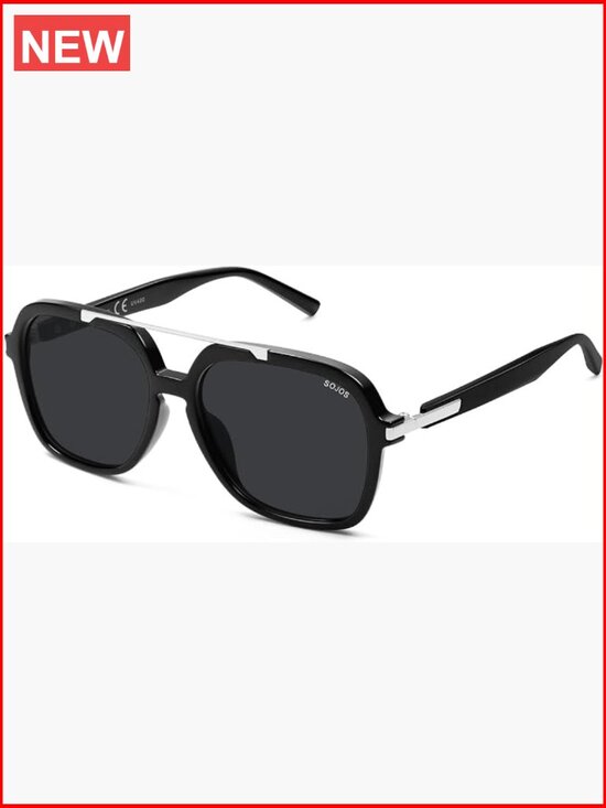 Polarized Aviator Sunglasses with UV400 Protection, Plastic Frame, Large main image 6